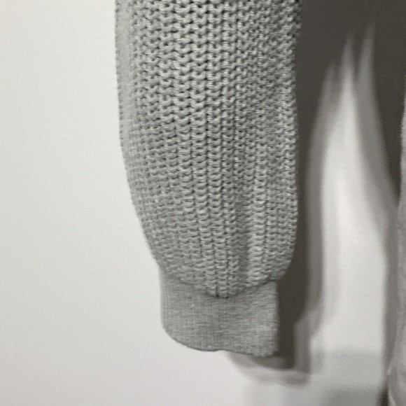 BP Cleo Sweater Women's Size S Grey Heather Chunky Rib Knit Cotton Crop Crewneck - Picture 9 of 12